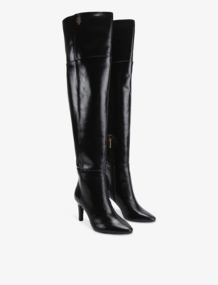 Kurt Geiger Womens Black Shoreditch Leather Knee-high Boots In Black