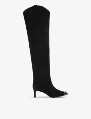 KURT GEIGER LONDON: Regent eagle-head suede over-the-knee boots
