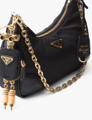 Shop Prada Re-edition 2005 Re-nylon Recycled-nylon And Leather Shoulder Bag In Black