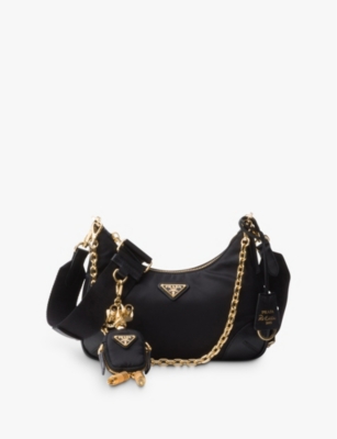 Shop Prada Re-edition 2005 Re-nylon Recycled-nylon And Leather Shoulder Bag In Black
