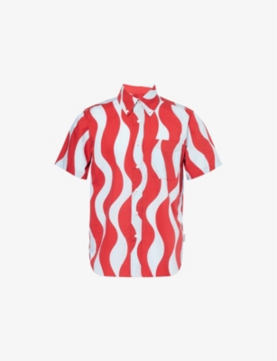 Shop Pleasing Men's Red And Blue Ss Wavy Shirt