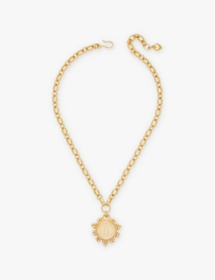 BRINKER AND ELIZA: Bea 24ct antique gold-plated brass pendant necklace