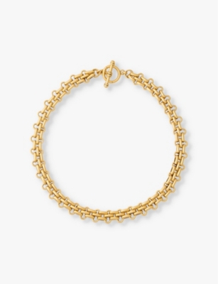 BRINKER AND ELIZA: End Game 24ct yellow gold-plated brass choker necklace