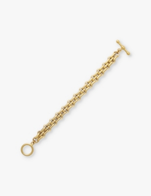 Brinker And Eliza Womens Gold End Game 24ct Yellow Gold-plated Brass Brick-chain Bracelet In Gold
