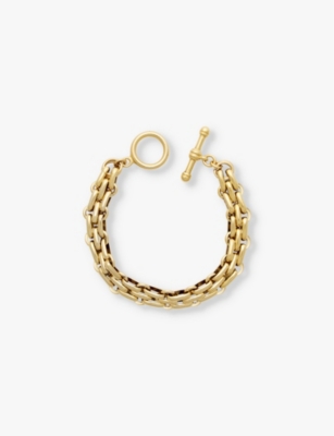 BRINKER AND ELIZA: End Game 24ct yellow gold-plated brass brick-chain bracelet