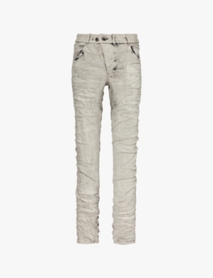 Shop Boris Bidjan Saberi Mens P13 Acid-wash Slim-leg Jeans Punk Grey