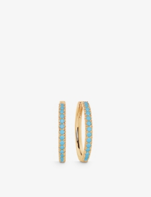 SIF JAKOBS: Ellera Grande 18ct yellow-gold 925 sterling-silver and turquoise hoop earrings
