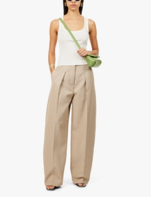 Jacquemus Womens Beige Pressed-creased High-rise Balloon-leg Woven Trousers In Beige