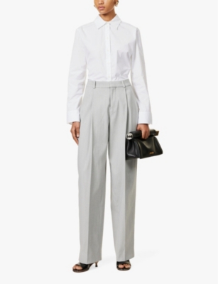 Jacquemus Womens Light Grey Le Pantalon Curzio Pleated Wide-leg High-rise Stretch-woven Blend Trousers In Light Grey