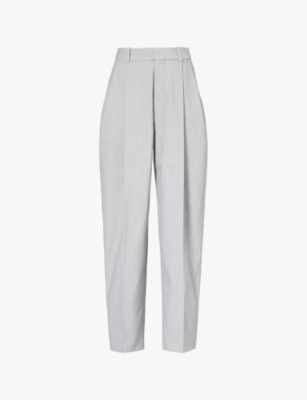 Jacquemus Womens Light Grey Le Pantalon Curzio Pleated Wide-leg High-rise Stretch-woven Blend Trousers In Light Grey