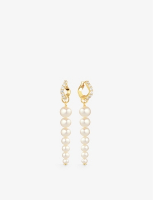 SIF JAKOBS: Ponza Sette 18ct yellow-gold sterling-silver, pearl and zirconia drop earrings