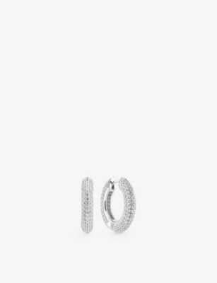 SIF JAKOBS: Carrara Medio rhodium-plated sterling-silver and zirconia hoop earrings