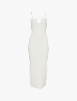Jacquemus La Robe Sierra Bretelles Midi Dress In Off-white