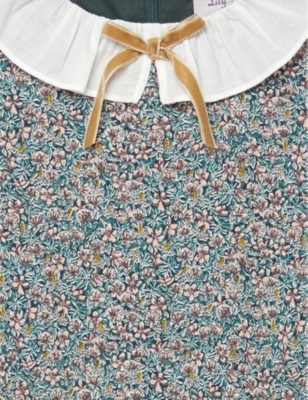 TROTTERS: Tabitha willow-print bow-embellished cotton dress 2-11 years