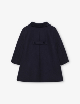 Trotters Velvet-collar  Double-breasted Wool Coat 6-24 M In Navy