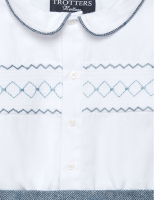 TROTTERS: Rupert smocked two-piece woven set 6 months - 7 years