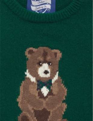 TROTTERS: Timothy Teddy graphic-intarsia knitted jumper 3-24 months