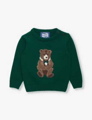 TROTTERS: Timothy Teddy graphic-intarsia knitted jumper 3-24 months