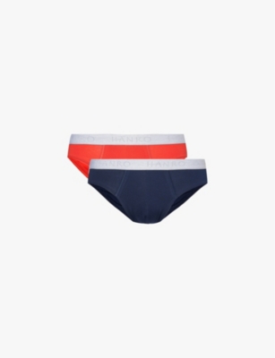 HANRO: Branded-waistband low-rise pack of two stretch-cotton briefs