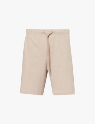 Shop Hanro Mens Drawstring-waist Stretch-cotton And Linen Pyjama Shorts Savanna