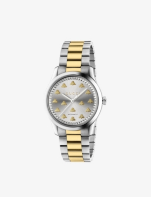 GUCCI: YA1264189 G-Timeless stainless-steel and yellow-gold PVD quartz watch