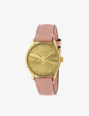 GUCCI: YA1265041 G-Timeless stainless-steel and leather quartz watch