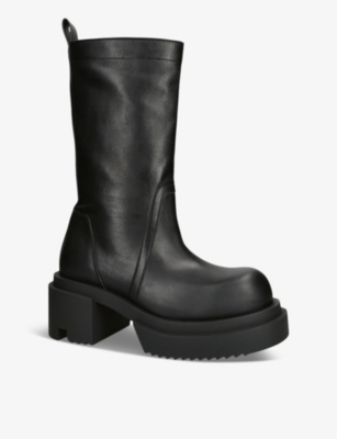 RICK OWENS: Pull On Bogun leather heeled knee-high boots