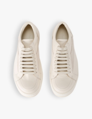 RICK OWENS: Vintage contrast-stitch leather low-top trainers