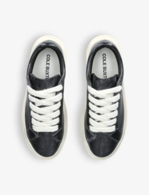 Cole Buxton Wilson Logo-engraved Leather Low-top Trainers In Blk/white