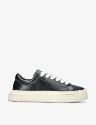 Cole Buxton Wilson Logo-engraved Leather Low-top Trainers In Blk/white