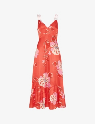 WHISTLES: Raffa floral-print viscose and silk-blend midi dress