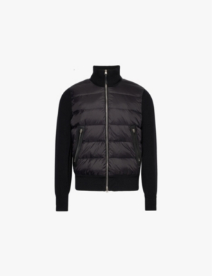 TOM FORD: Hybrid funnel-neck shell-down knitted jacket