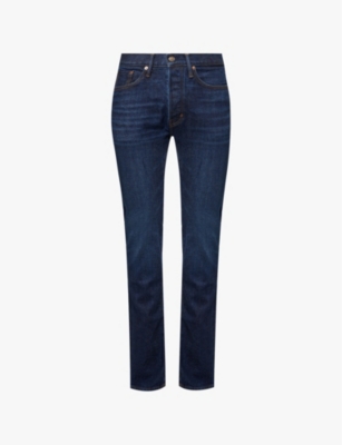 TOM FORD MENS DARK INDIGO MID-WASH STRAIGHT-LEG MID-RISE JEANS 