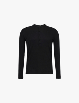 TOM FORD: Henley ribbed stretch-woven top