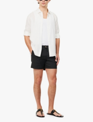 Shop Tom Ford Mens Black Compact Buckle-epaulettes Regular-fit Swim Shorts