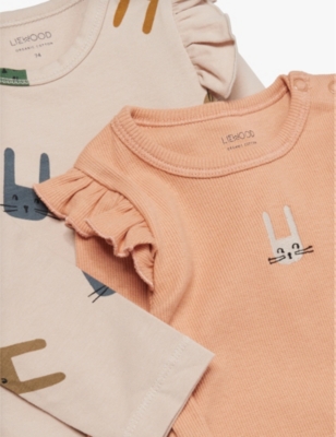 LIEWOOD: Yanni bunny-pattern ruffle-trim cotton jersey set 1-12 months