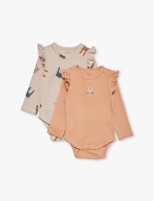 Liewood Babies' Yanni Bunny-pattern Ruffle-trim Organic-cotton Jersey Set 1-12 M In Sandy / Pale Tuscany