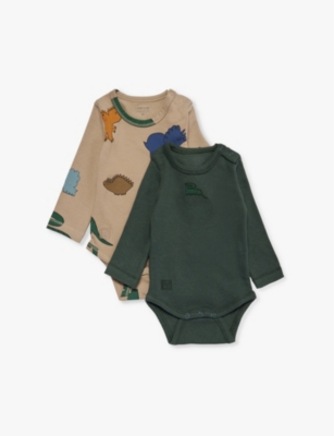 LIEWOOD: Yanni dinosaur-pattern cotton-jersey set 1-12 months