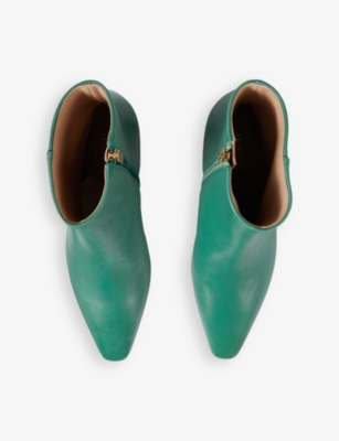 Lk Bennett Womens Gre-jade Margaux Heeled Leather Ankle Boots In Gre-jade