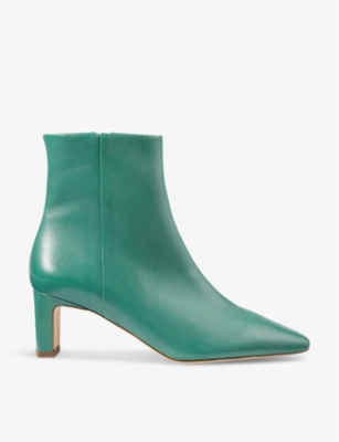 Lk Bennett Womens Gre-jade Margaux Heeled Leather Ankle Boots In Gre-jade