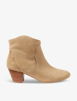 Lk Bennett Womens Bro-tan Leida Western Block-heel Suede Ankle Boots In Bro-tan