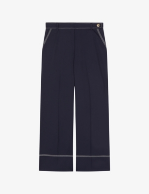 Lk Bennett Womens  Sophia Wide-leg Cropped Woven Trousers In Mul-navy/cream