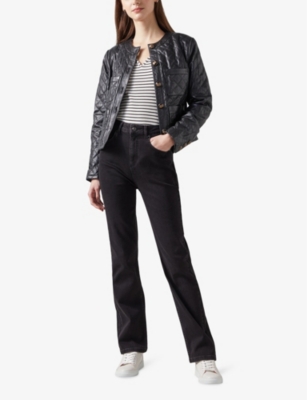 Lk Bennett Womens Bla-black Alice Straight-leg Stretch-denim Trousers In Bla-black