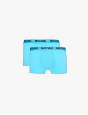 MOSCHINO: Branded mid-rise pack of two cotton-blend stretch-jersey trunks