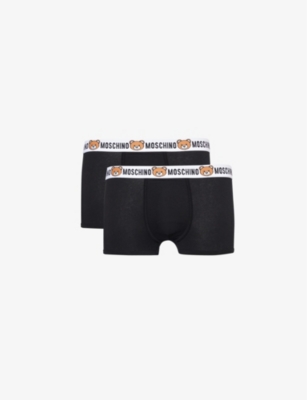 MOSCHINO: Branded-waist mid-rise pack of two cotton-blend stretch-jersey briefs