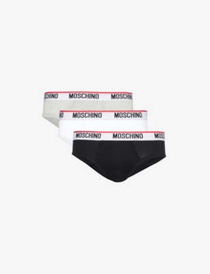 MOSCHINO: Brandd-waist pack of three cotton-blend stretch-jersey briefs