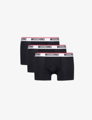 MOSCHINO: Branded-panel pack of three cotton-blend stretch-jersey trunks