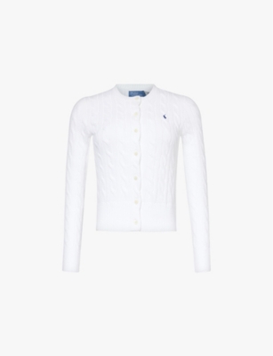 POLO RALPH LAUREN: Logo-embroidered cable-knit cotton cardigan