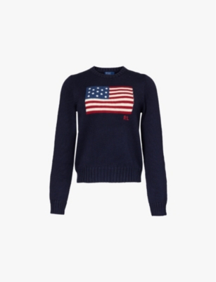 POLO RALPH LAUREN: American flag-intarsia regular-fit cotton jumper