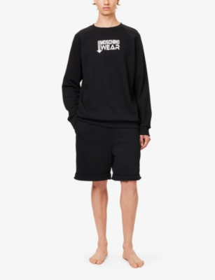Shop Moschino Men's Black Brand-embroidered Cotton-jersey Sweatshirt